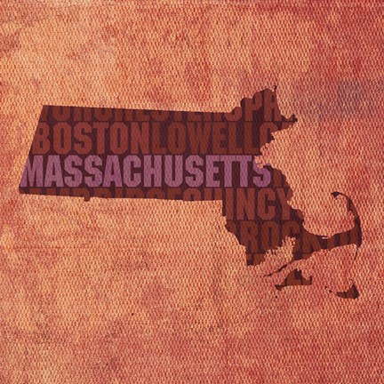 Framed Massachusetts State Words Print