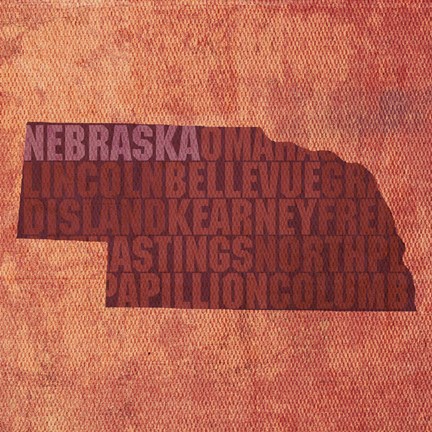 Framed Nebraska State Words Print