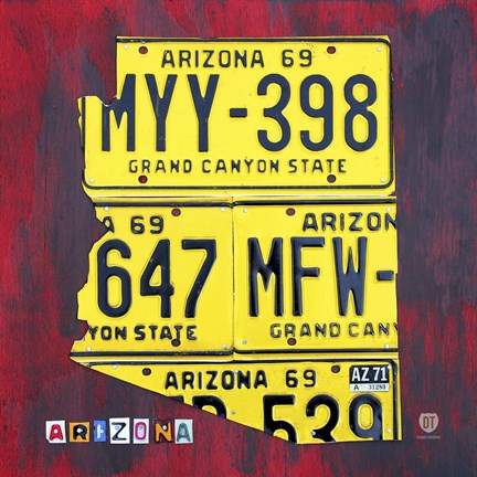 Framed Arizona License Plate Print
