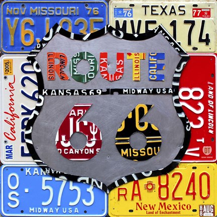 Framed Route 66 Road Sign Print