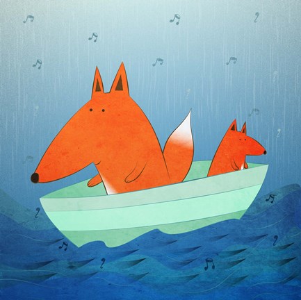 Framed Fox In A Boat Print