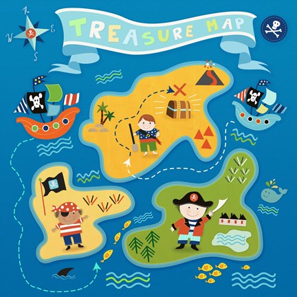 Framed Pirate Map Print