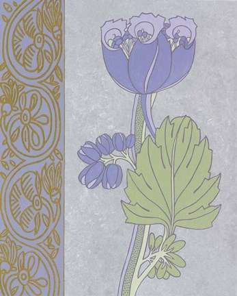 Framed Blue Tulip With Left Border Print
