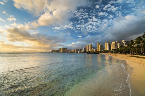 Framed Waikiki Queens Sunset Print