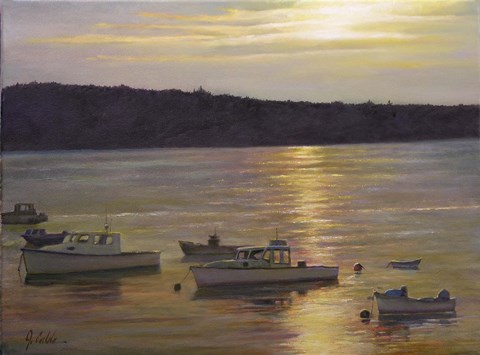 Framed Harbor Sunset Print