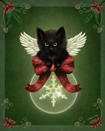 Framed Merry Little Christmas Cat Print