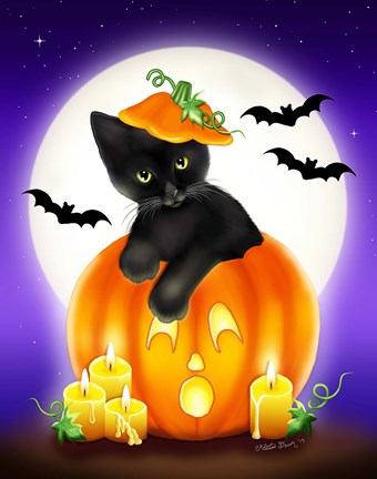 Framed Halloween Kitty Print