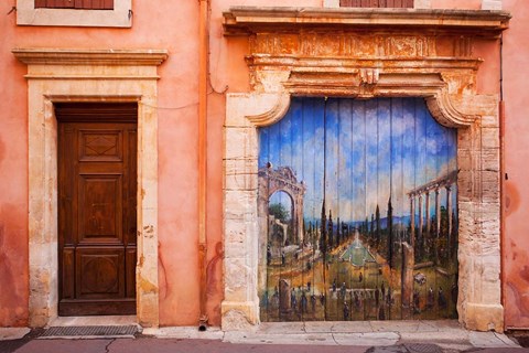 Framed Painted Door in Roussillon, Provence, France Print