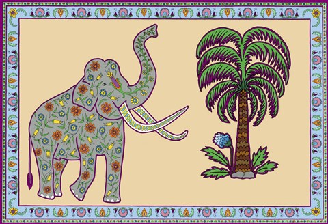 Framed Elephant Left Page Print