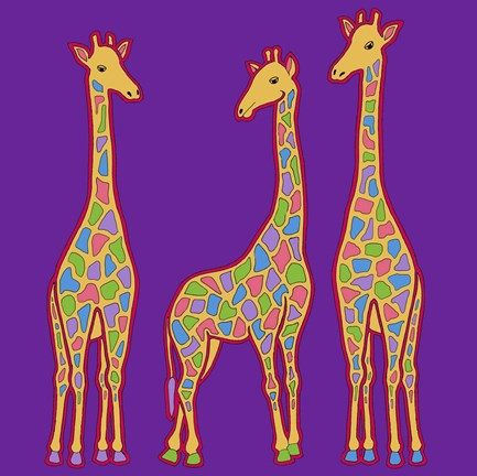Framed 3 Giraffes Print