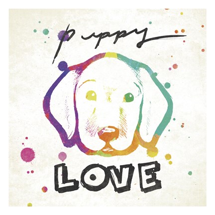 Framed Puppy Love Rainbow Print