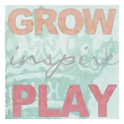 Framed Grow Inspire Play Aqua Print