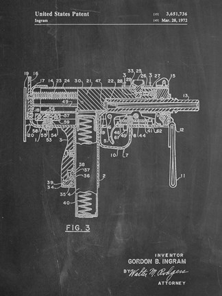 Framed Mac 10 Gun Print