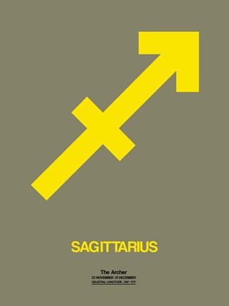 Framed Sagittarius Zodiac Sign Yellow Print