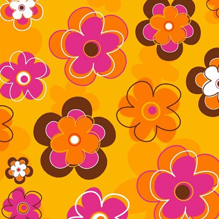 Framed Floral on Orange Print