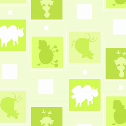 Framed Green Animal Collage Print