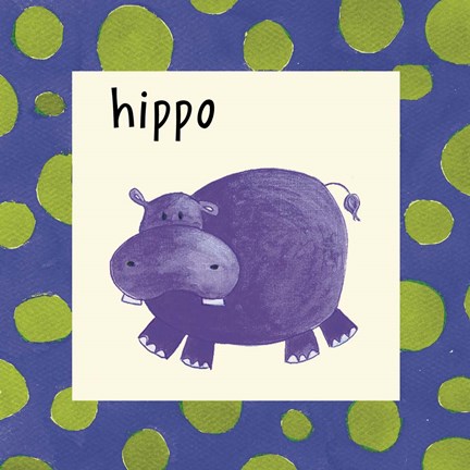 Framed Hippo with Border Print
