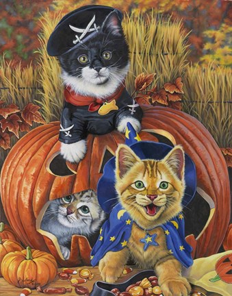 Framed Halloween Kittens Print