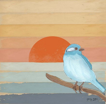Framed Blue Bird By Water Print