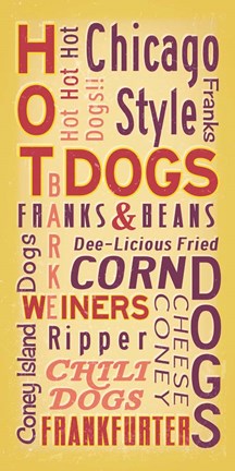 Framed Hot Dogs Words Print
