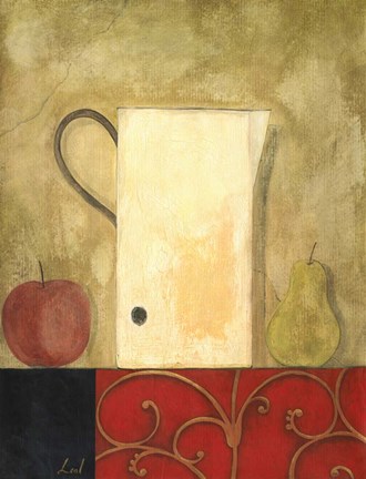 Framed Jug and Fruit I Print