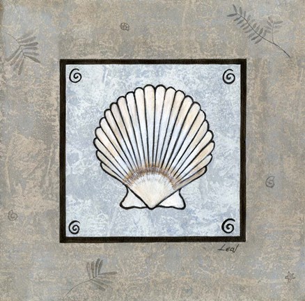 Framed Sea Shell on Blue III Print