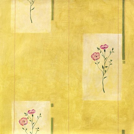 Framed Pink Flower on Yellow Print