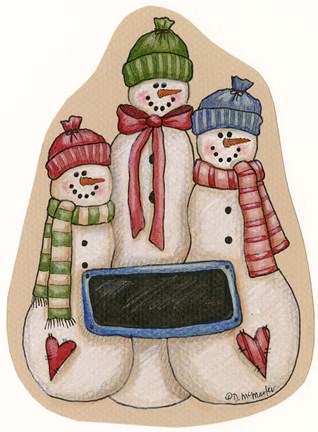 Framed Three Snowmen Print