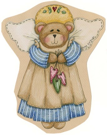 Framed Girl Bear Angel Print