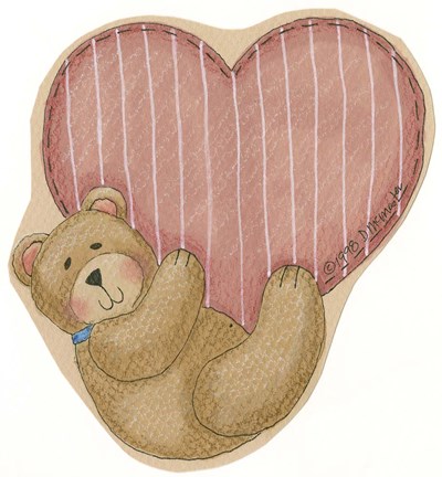 Framed Bear Hanging From Heart Print