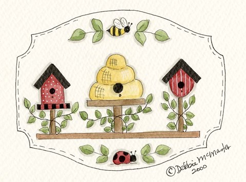 Framed Beehive With Birdhouse Print