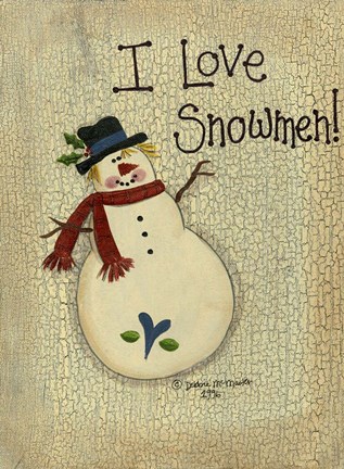 Framed I Love Snowmen Print