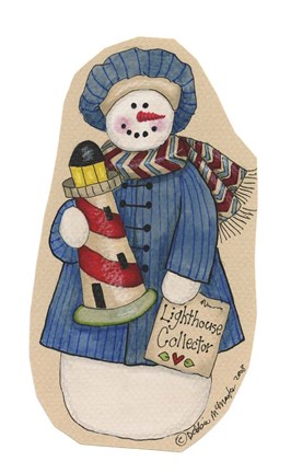 Framed I Love Lighthouses Snowman Print
