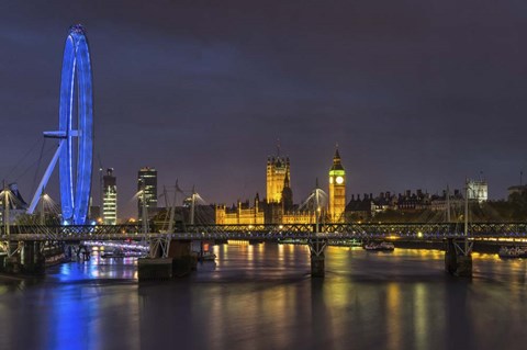 Framed Thames at Night Print