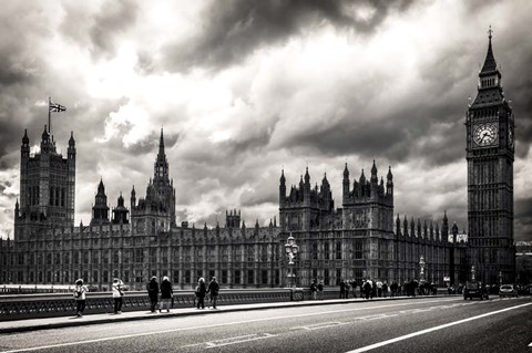 Framed Houses of Parliament B/W Print