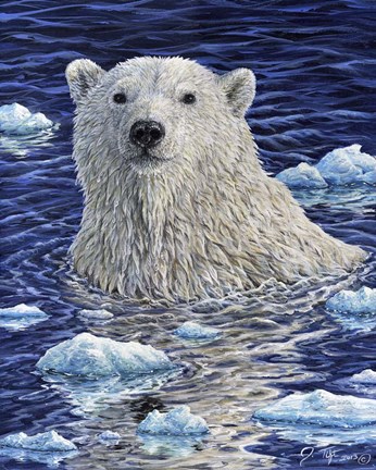 Framed Polar Bear Painting Print