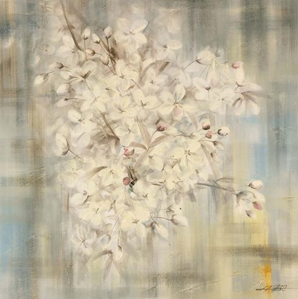 Framed White Cherry Blossom I Print