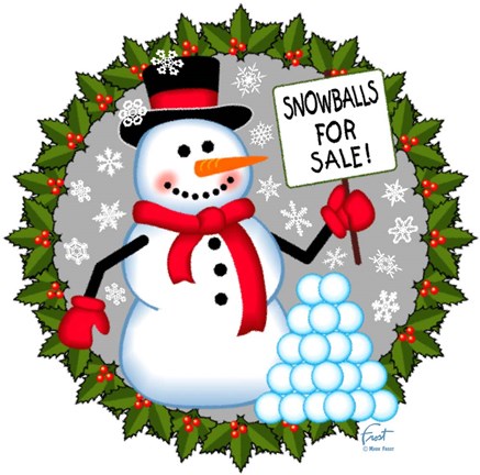 Framed Snowman Snowballs Print