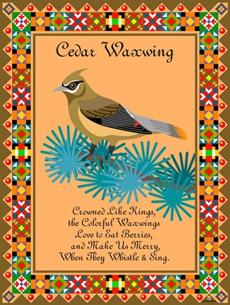 Framed Waxwing Quilt Print