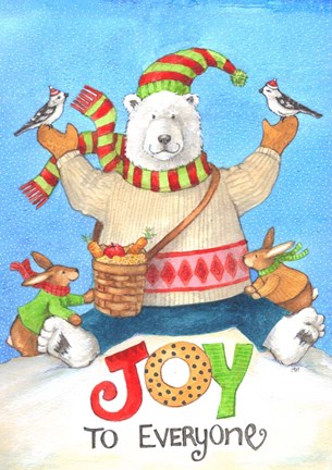 Framed Polar Bear Joy To Everyone Print