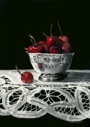 Framed Bowl Of Cherries Print