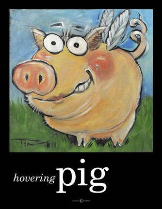 Framed Hovering Pig Print