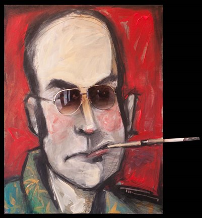 Framed Hunter S Thompson With Cig Black Print