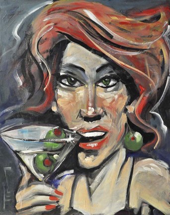 Framed Woman With Martini Print