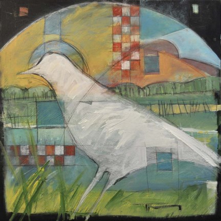 Framed White Bird In Marsh Print