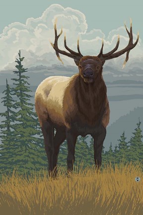Framed Elk 1 Print