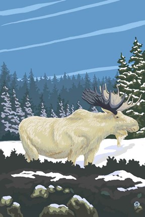 Framed White Moose Print