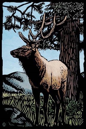 Framed Elk 4 Print