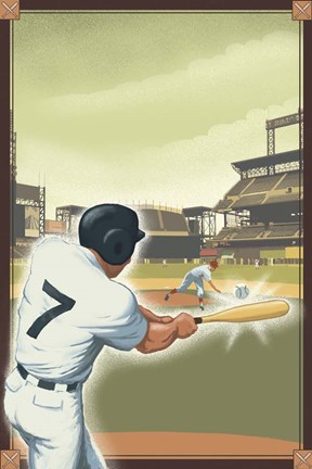 Framed Vintage Baseball 35 Print