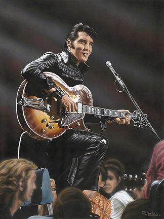 Framed Elvis in Leather Print